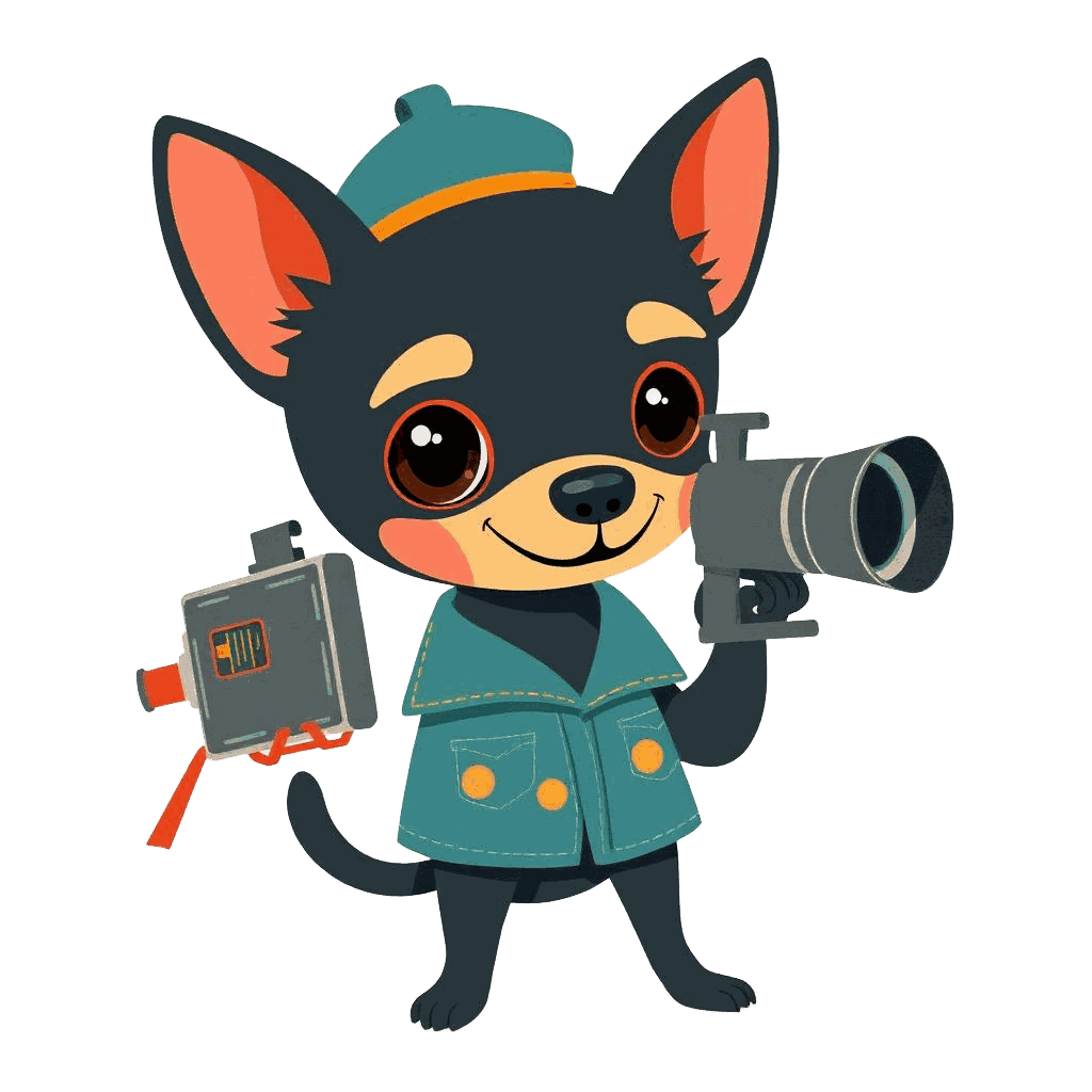Don Chuy filming with a vintage movie camera