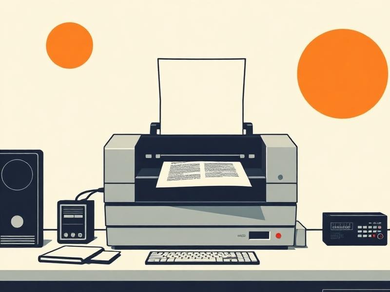 Illustration of a professional laser printer printing a screenplay page